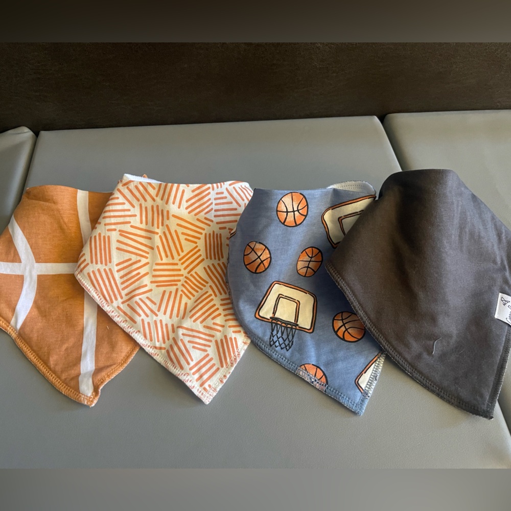 Playful Basketball & Orange Bandana Bib Set for Kids